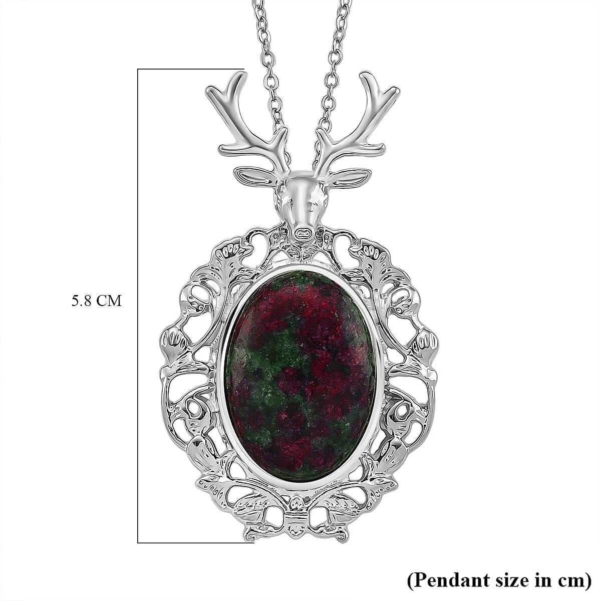 Ruby Quartzite Solitaire Pendant with Chain (Size 20-2 Ext) in Silver Tone 40.00 Ct.