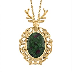 Ruby Quartzite Solitaire Pendant with Chain (Size 20-2 Ext) in Silver Tone 40.00 Ct.
