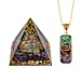 CloseOut Deal - 2 Piece Set - Multi Colour Gemstones Lapis Pyramid Decorative & Pendant with Chain (Size 20 - 2 Ext)