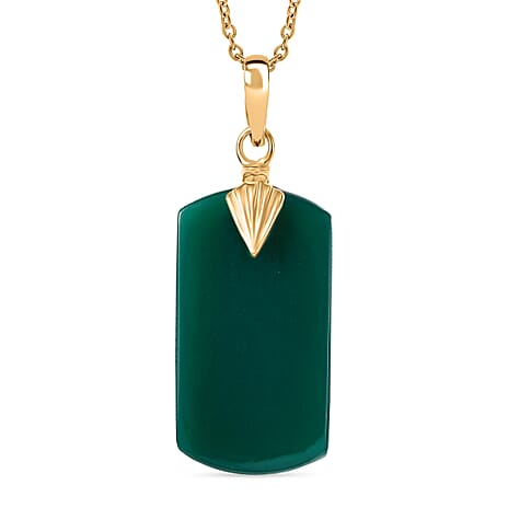 EverTrue Green Onyx Pendant with Chain (Size 20) in Yellow Gold Tone 25.60 Ct.