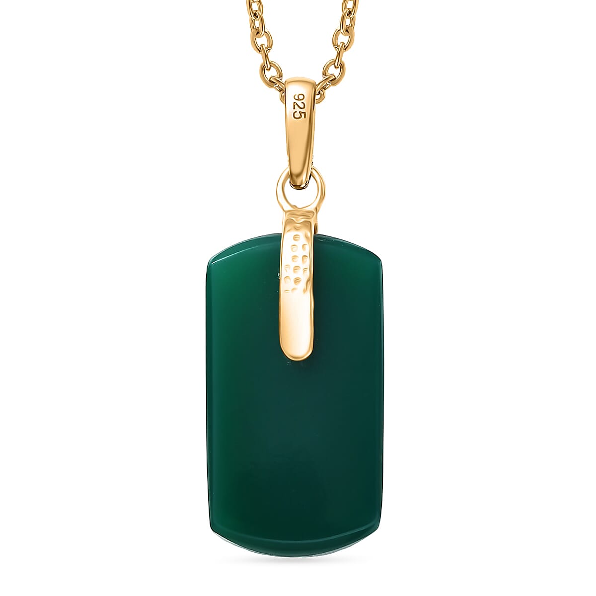 EverTrue Green Onyx Pendant with Chain (Size 20) in Yellow Gold Tone 25.60 Ct.