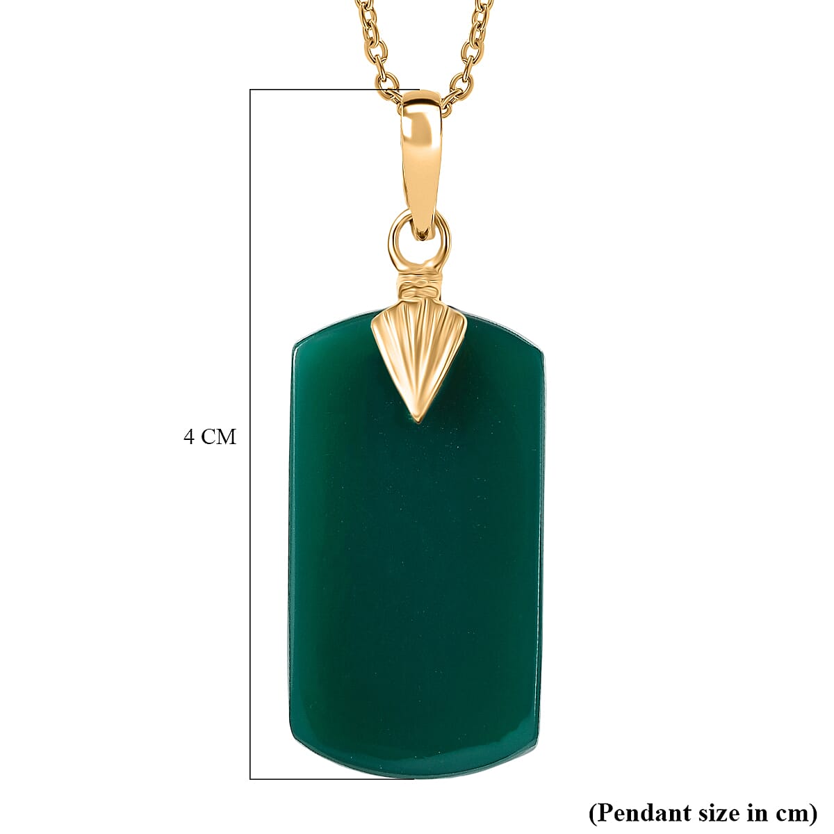 EverTrue Green Onyx Pendant with Chain (Size 20) in Yellow Gold Tone 25.60 Ct.