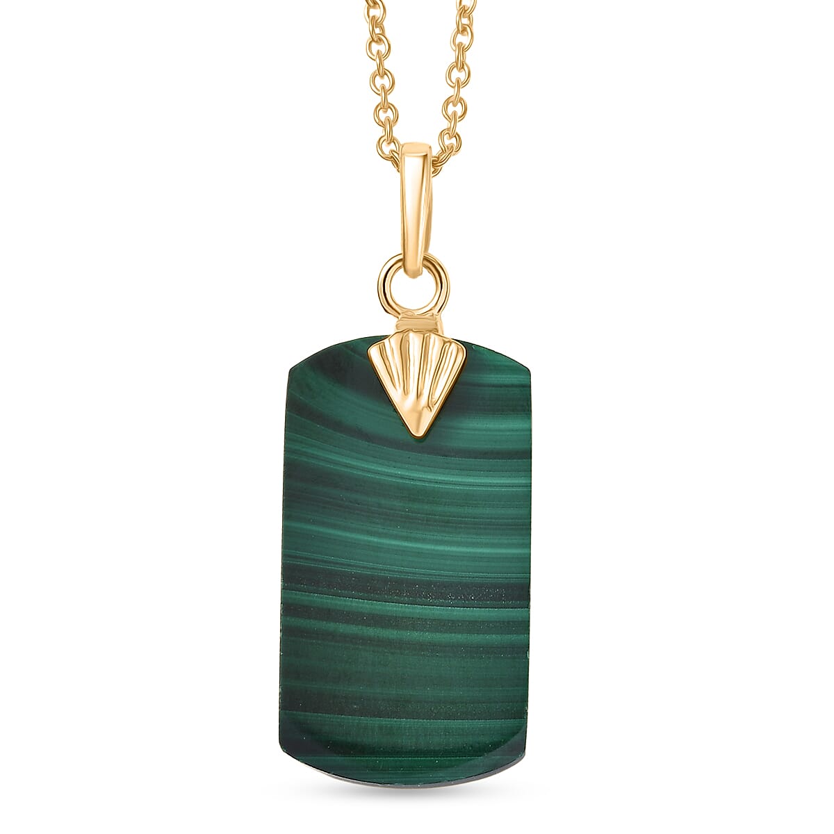 EverTrue Malachite Pendant with Chain (Size 20) in Yellow Gold Tone 25.06 Ct.