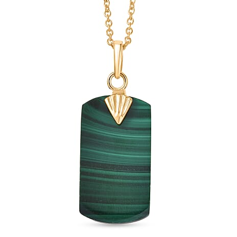 EverTrue Malachite Pendant with Chain (Size 20) in Yellow Gold Tone 25.06 Ct.