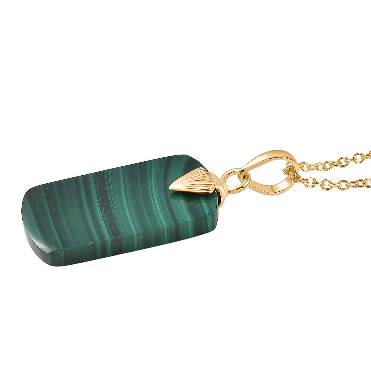 EverTrue Malachite Pendant with Chain (Size 20) in Yellow Gold Tone 25.06 Ct.