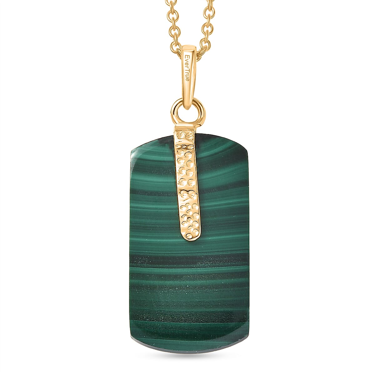 EverTrue Malachite Pendant with Chain (Size 20) in Yellow Gold Tone 25.06 Ct.