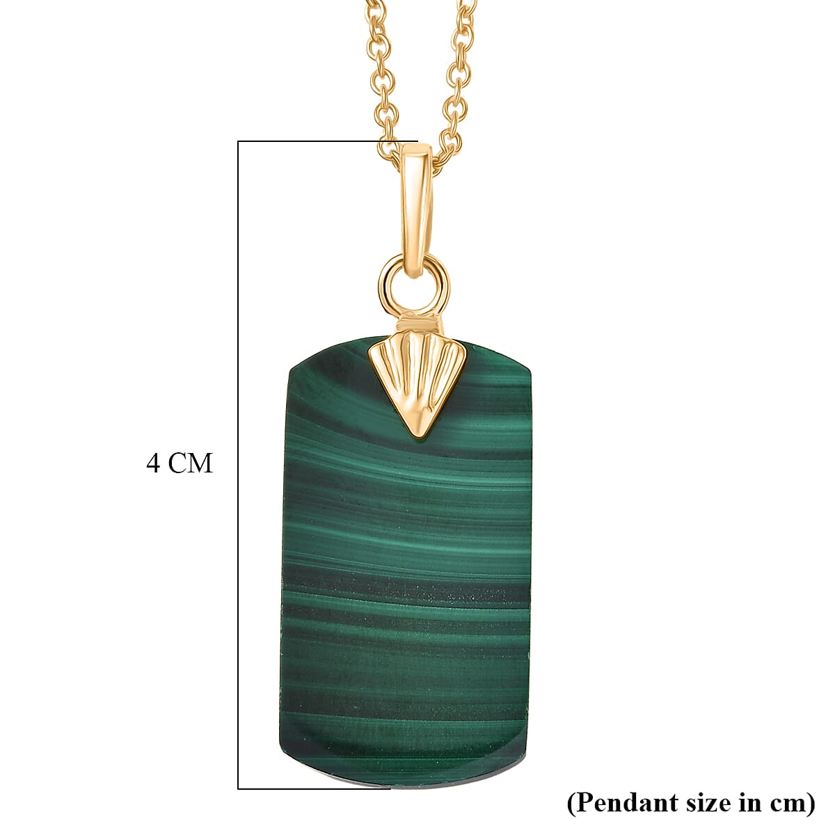 EverTrue Malachite Pendant with Chain (Size 20) in Yellow Gold Tone 25.06 Ct.
