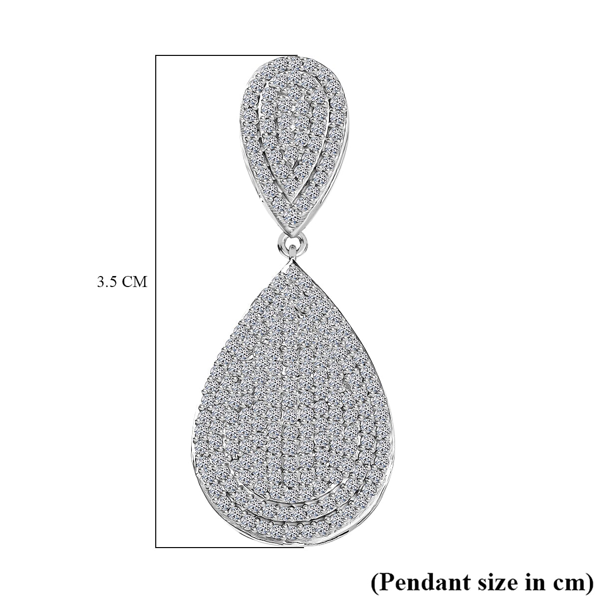 Luxuriant Lab Grown Diamond (SI-GH) Pendant with Chain (Size 20) in Rhodium Overlay Sterling Silver 1.07 Ct.