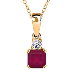 Luxuriant - Premium African Ruby & Lab Grown Diamond Pendant with Chain (Size 20) in Yellow Gold Plated Sterling Silver 1.73 Ct.