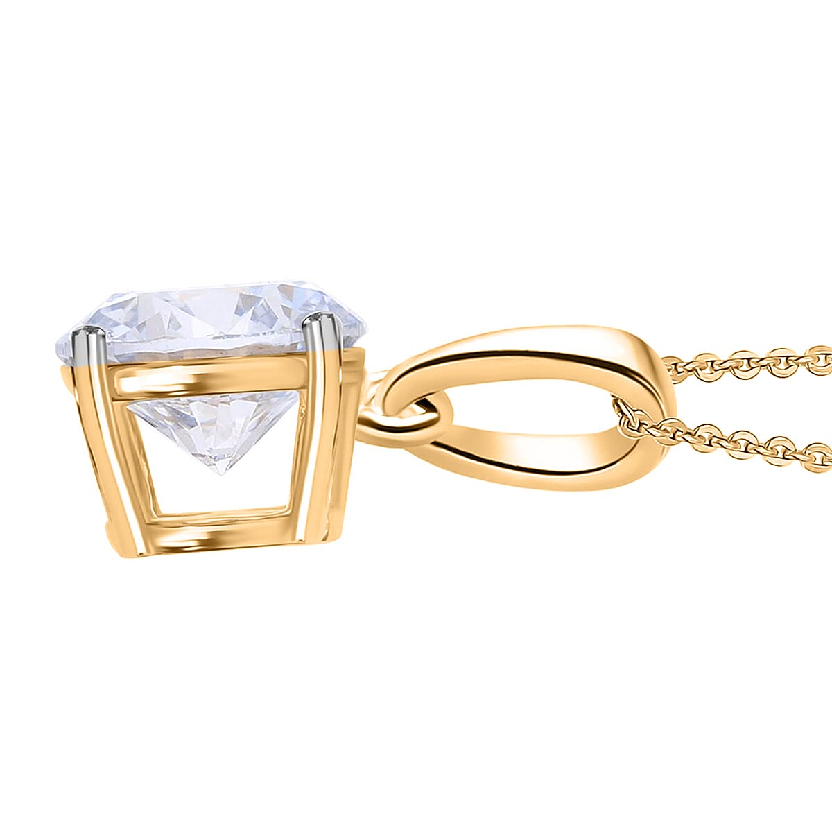 Luxuriant Lab Grown Diamond (SI-GH) Pendant with Curb Chain (Size 18 - 2 Ext) in 18K Vermeil Yellow Gold Plated Sterling Silver 1.00 Ct.