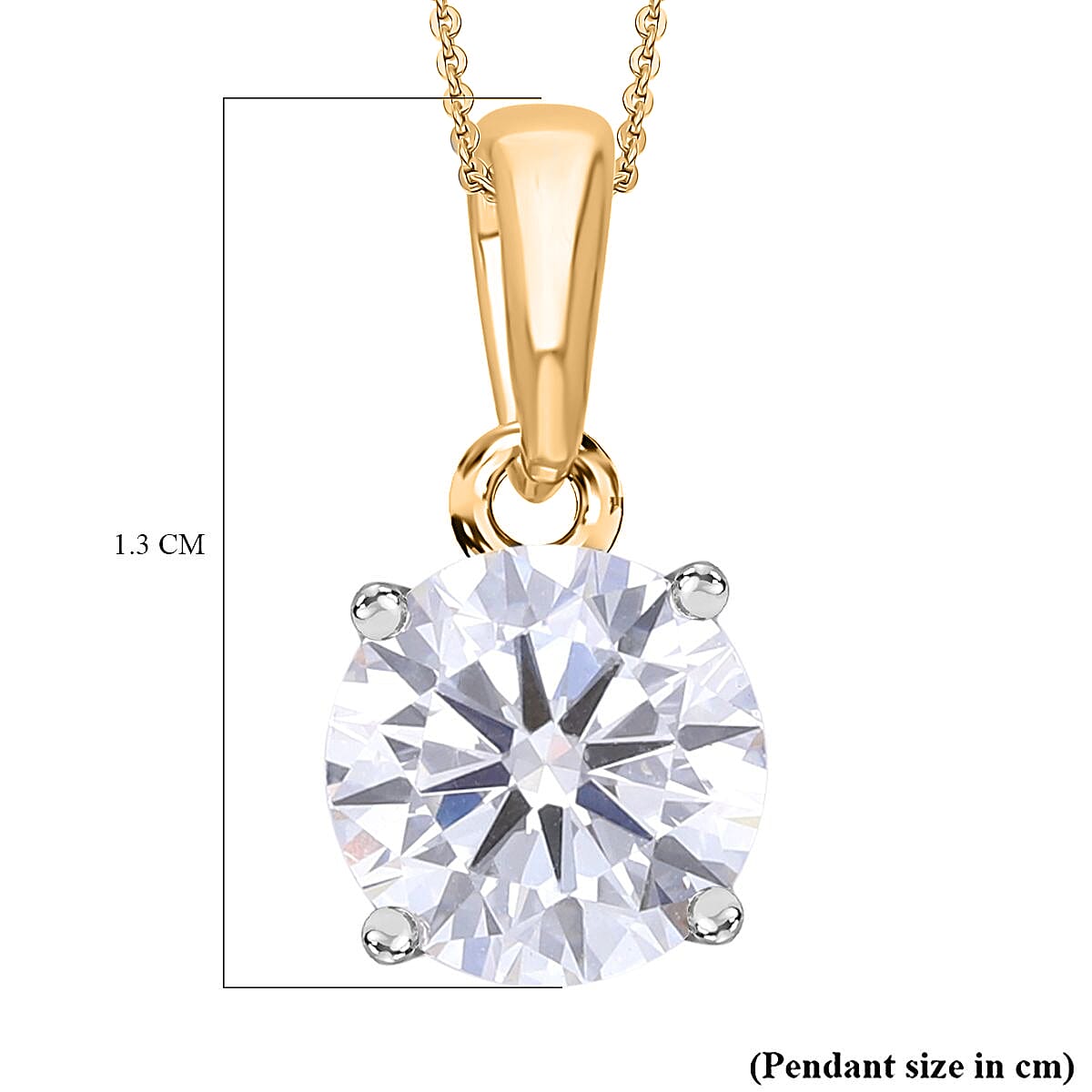 Luxuriant Lab Grown Diamond (SI-GH) Pendant with Curb Chain (Size 18 - 2 Ext) in 18K Vermeil Yellow Gold Plated Sterling Silver 1.00 Ct.