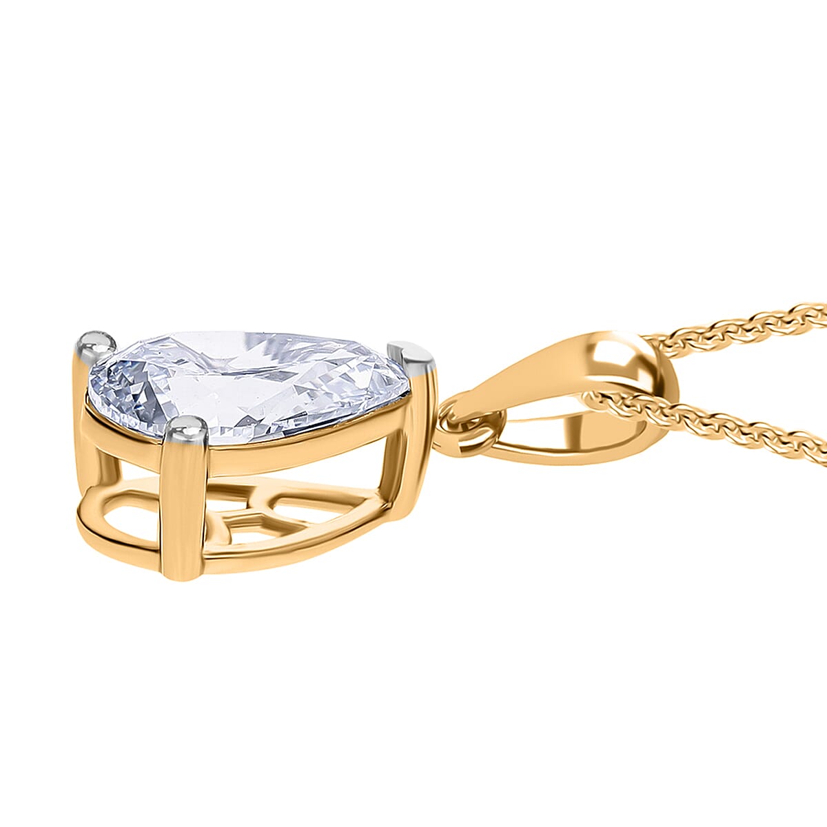 Luxuriant Lab Grown Diamond (SI-GH) Pendant with Curb Chain (Size 18 - 2 Ext) in 18K Vermeil Yellow Gold Plated Sterling Silver 1.00 Ct.