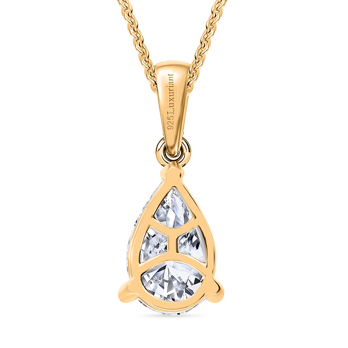 Luxuriant Lab Grown Diamond (SI-GH) Pendant with Curb Chain (Size 18 - 2 Ext) in 18K Vermeil Yellow Gold Plated Sterling Silver 1.00 Ct.