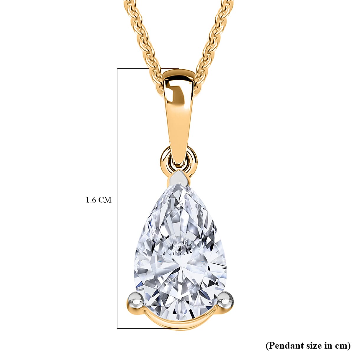 Luxuriant Lab Grown Diamond (SI-GH) Pendant with Curb Chain (Size 18 - 2 Ext) in 18K Vermeil Yellow Gold Plated Sterling Silver 1.00 Ct.