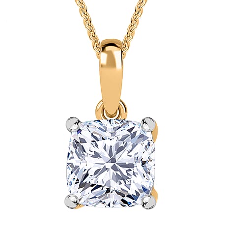 Lab Grown Diamond Pendant with Curb Chain CD-50 (Size 20) in 18K YG Vermeil Sterling Silver  1.000  Ct.