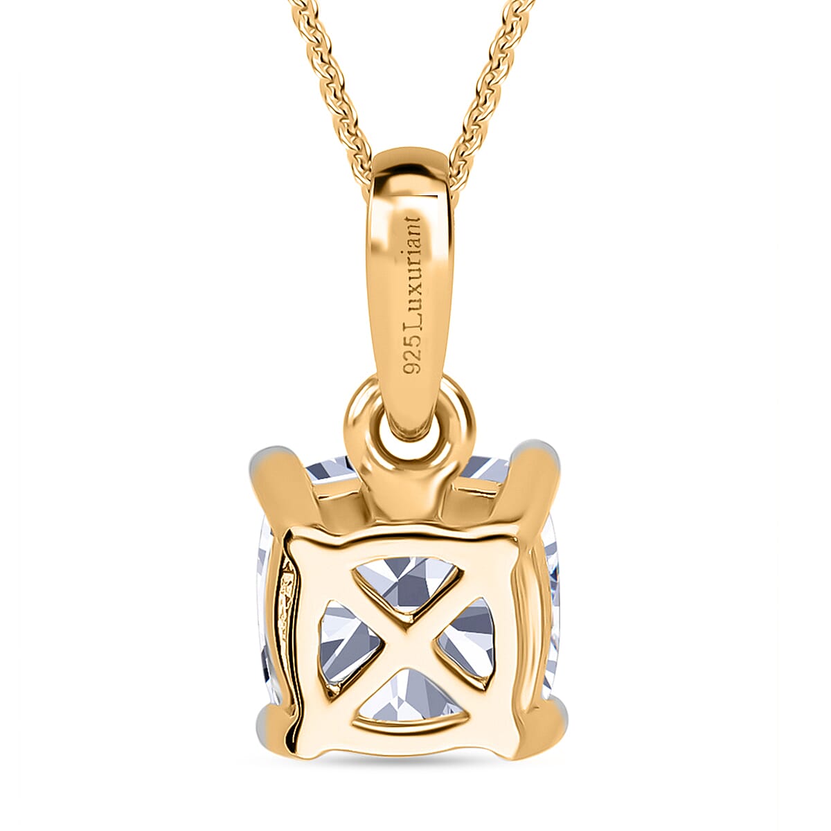 Lab Grown Diamond Pendant with Curb Chain CD-50 (Size 20) in 18K YG Vermeil Sterling Silver  1.000  Ct.