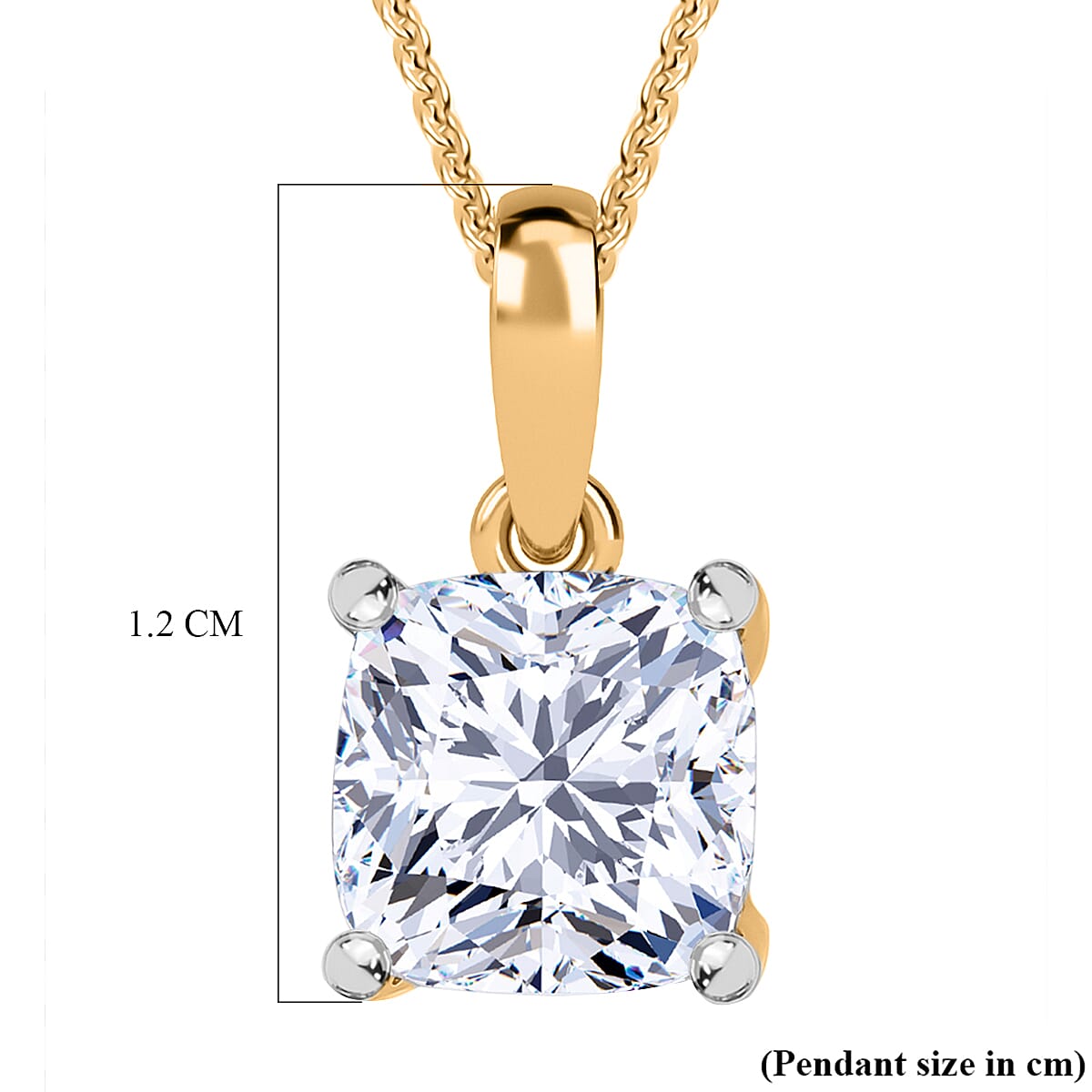 Lab Grown Diamond Pendant with Curb Chain CD-50 (Size 20) in 18K YG Vermeil Sterling Silver  1.000  Ct.