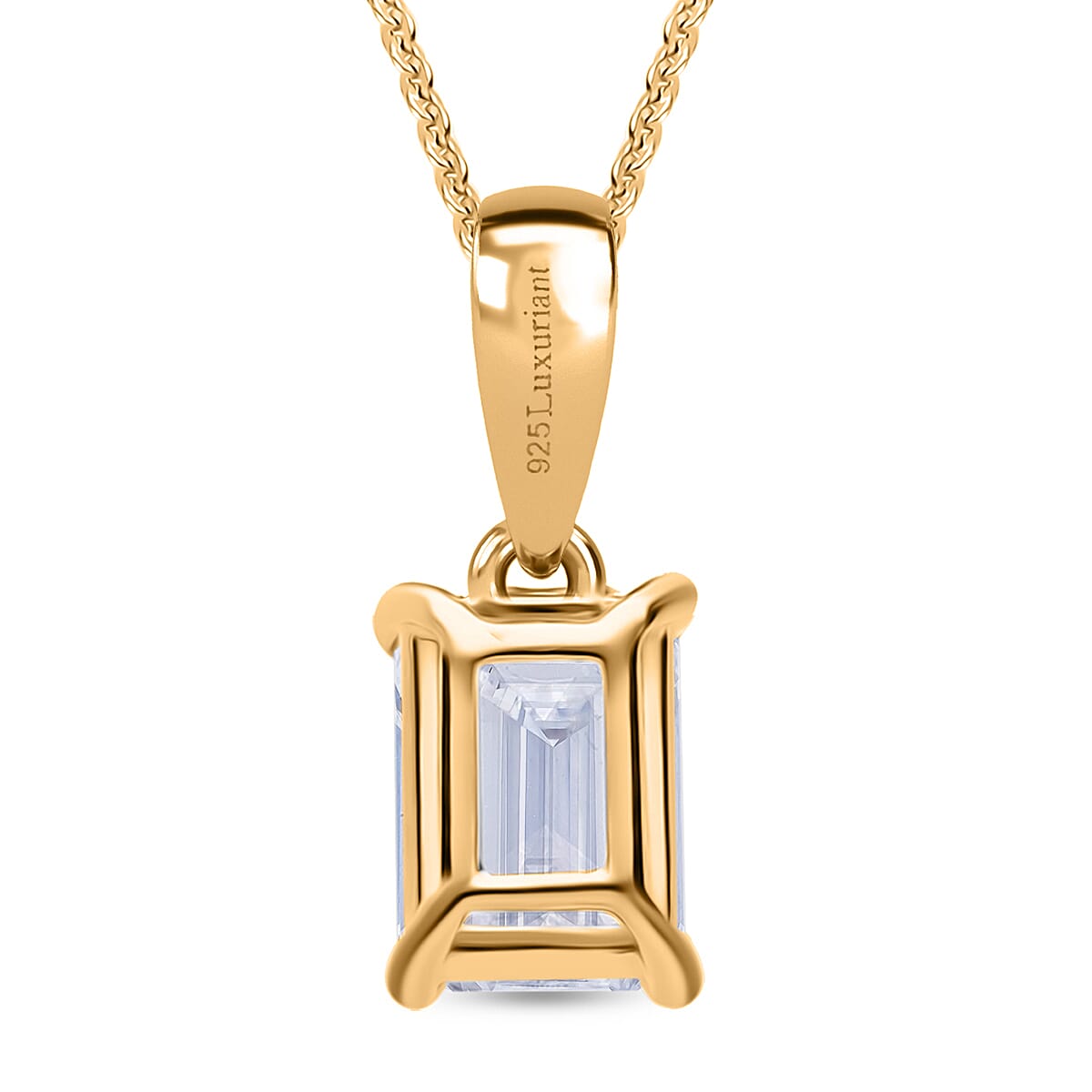 Luxuriant Lab Grown Diamond (SI-GH) Pendant with Curb Chain (Size 18 - 2 Ext) in 18K Vermeil Yellow Gold Plated Sterling Silver 1.00 Ct.