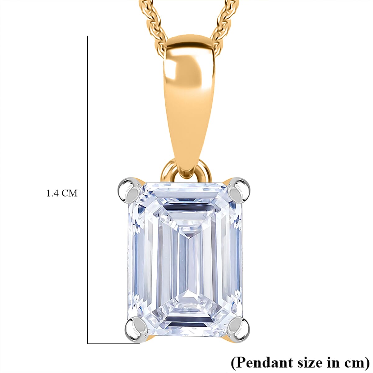 Luxuriant Lab Grown Diamond (SI-GH) Pendant with Curb Chain (Size 18 - 2 Ext) in 18K Vermeil Yellow Gold Plated Sterling Silver 1.00 Ct.