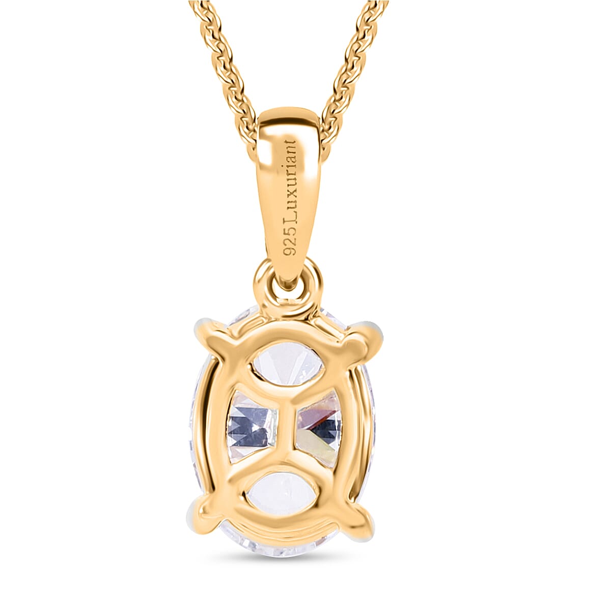 Luxuriant Lab Grown Diamond Pendant with Curb Chain (Size 18 - 2 Ext) in 18K Vermeil Yellow Gold Plated Sterling Silver 1.00 Ct.