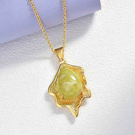EverTrue Connemara Marble Pendant with Chain (Size - 20) in Yellow Gold Tone 8.66  Ct.