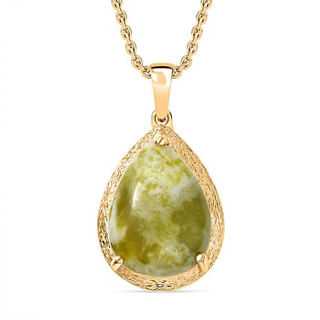 EverTrue Connemara Marble Pendant with Chain (Size - 20) in Yellow Gold Tone 8.66 Ct.