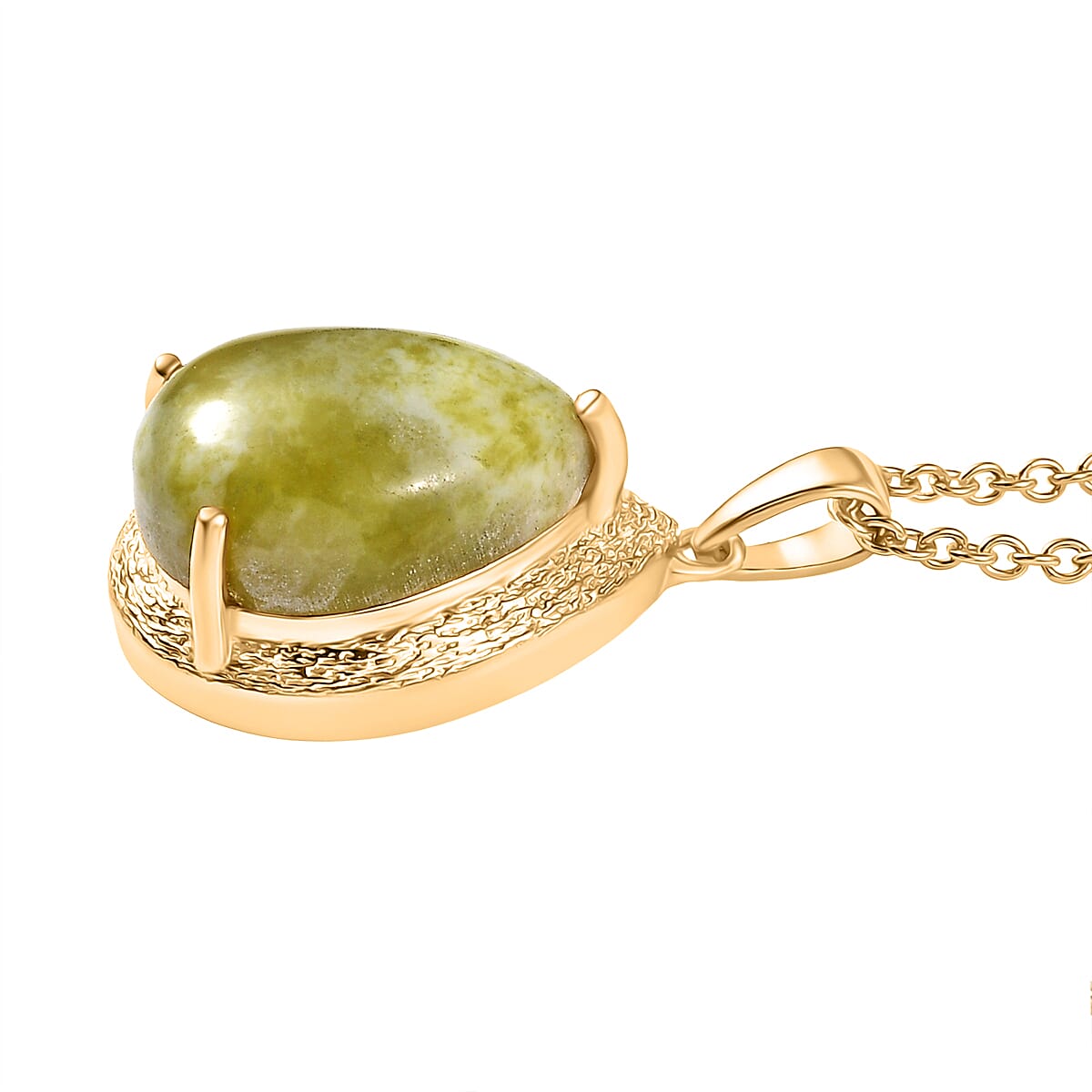 EverTrue Connemara Marble Pendant with Chain (Size - 20) in Yellow Gold Tone 8.66 Ct.