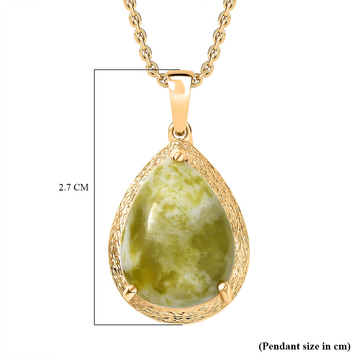 EverTrue Connemara Marble Pendant with Chain (Size - 20) in Yellow Gold Tone 8.66 Ct.