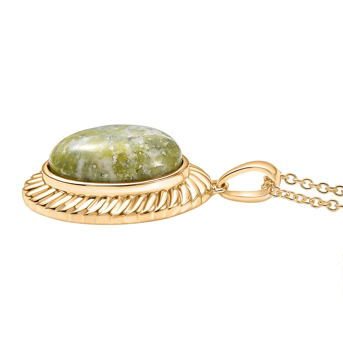EverTrue Connemara Marble Pendant with Chain (Size - 20) in Yellow Gold Tone 12.19 Ct.