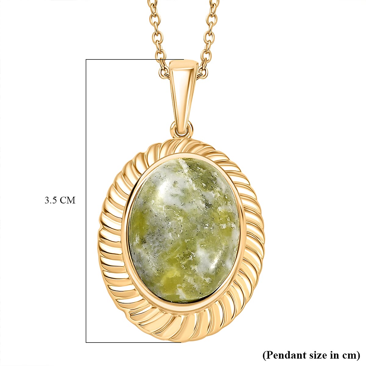 EverTrue Connemara Marble Pendant with Chain (Size - 20) in Yellow Gold Tone 12.19 Ct.