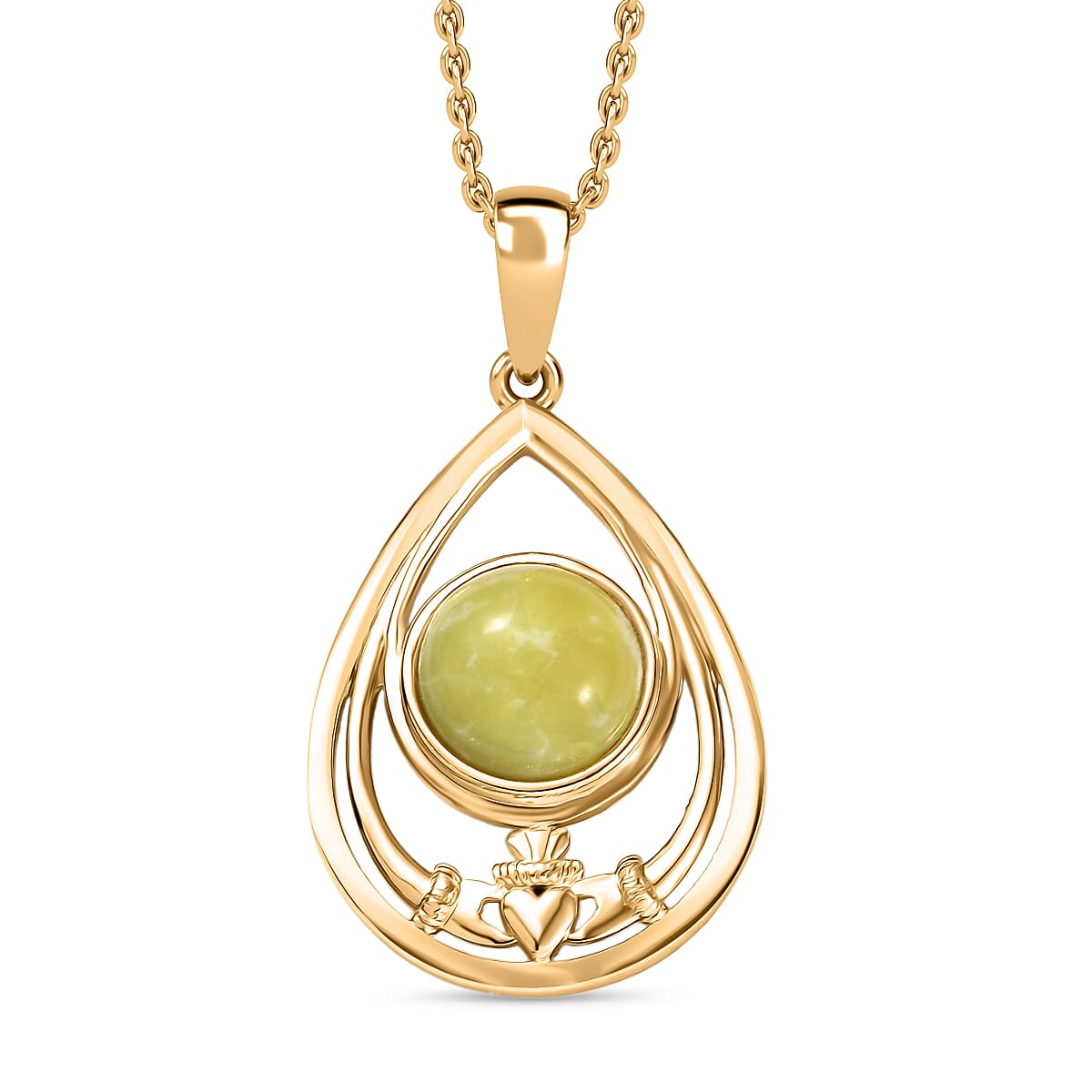 EverTrue Connemara Marble Pendant with Chain (Size - 20) in Yellow Gold Tone 4.11 Ct.