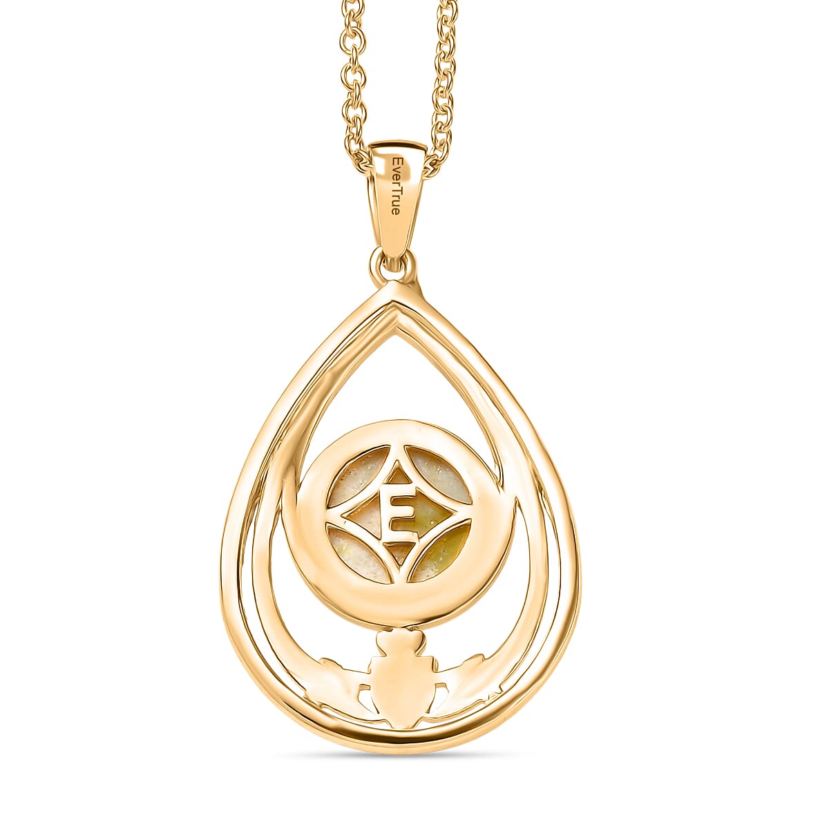 EverTrue Connemara Marble Pendant with Chain (Size - 20) in Yellow Gold Tone 4.11 Ct.