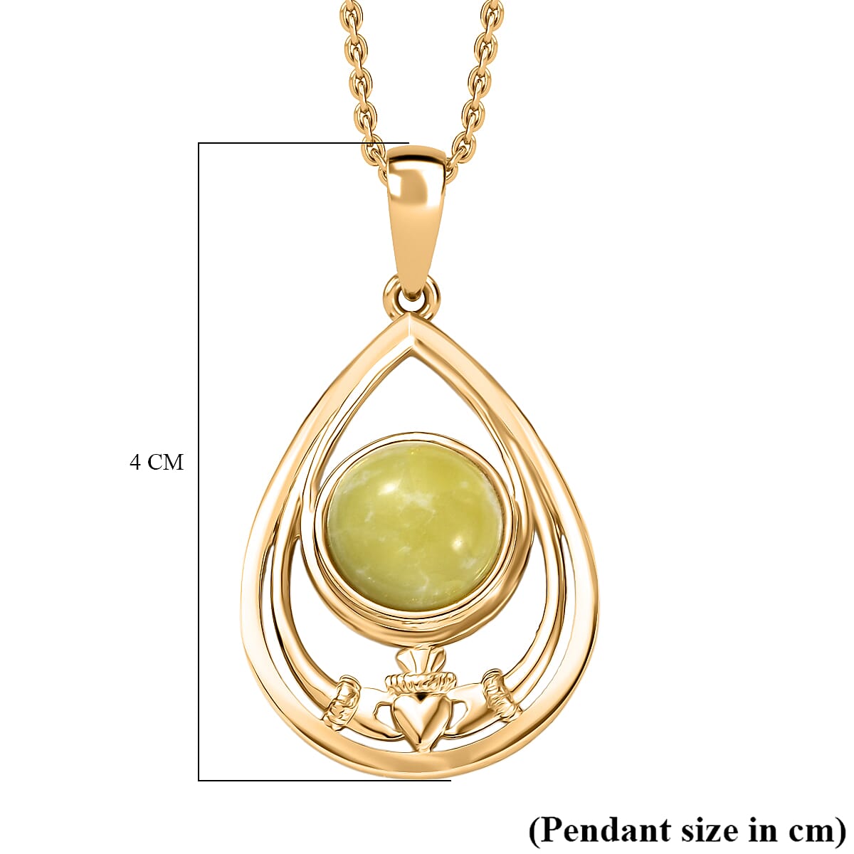 EverTrue Connemara Marble Pendant with Chain (Size - 20) in Yellow Gold Tone 4.11 Ct.