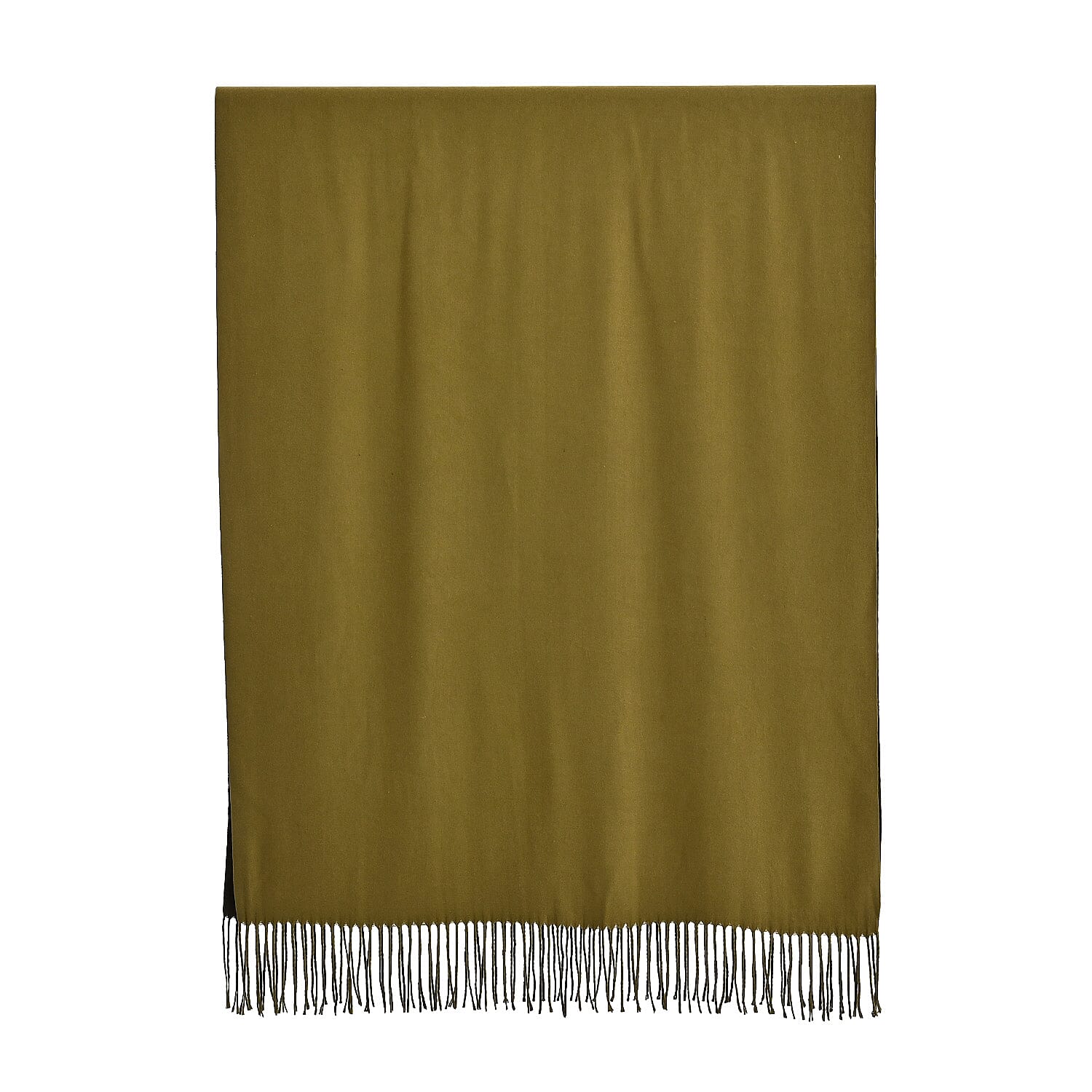LA MAREY Croc-Embossed RFID Wallet & Fringed Scarf (180 x 70cm) - Green & Olive