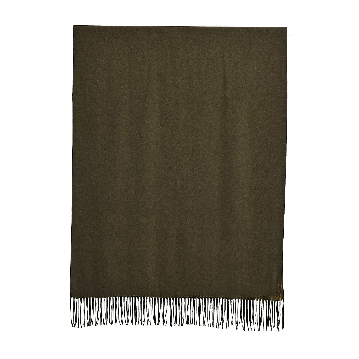 LA MAREY Croc-Embossed RFID Wallet & Fringed Scarf (180 x 70cm) - Green & Olive