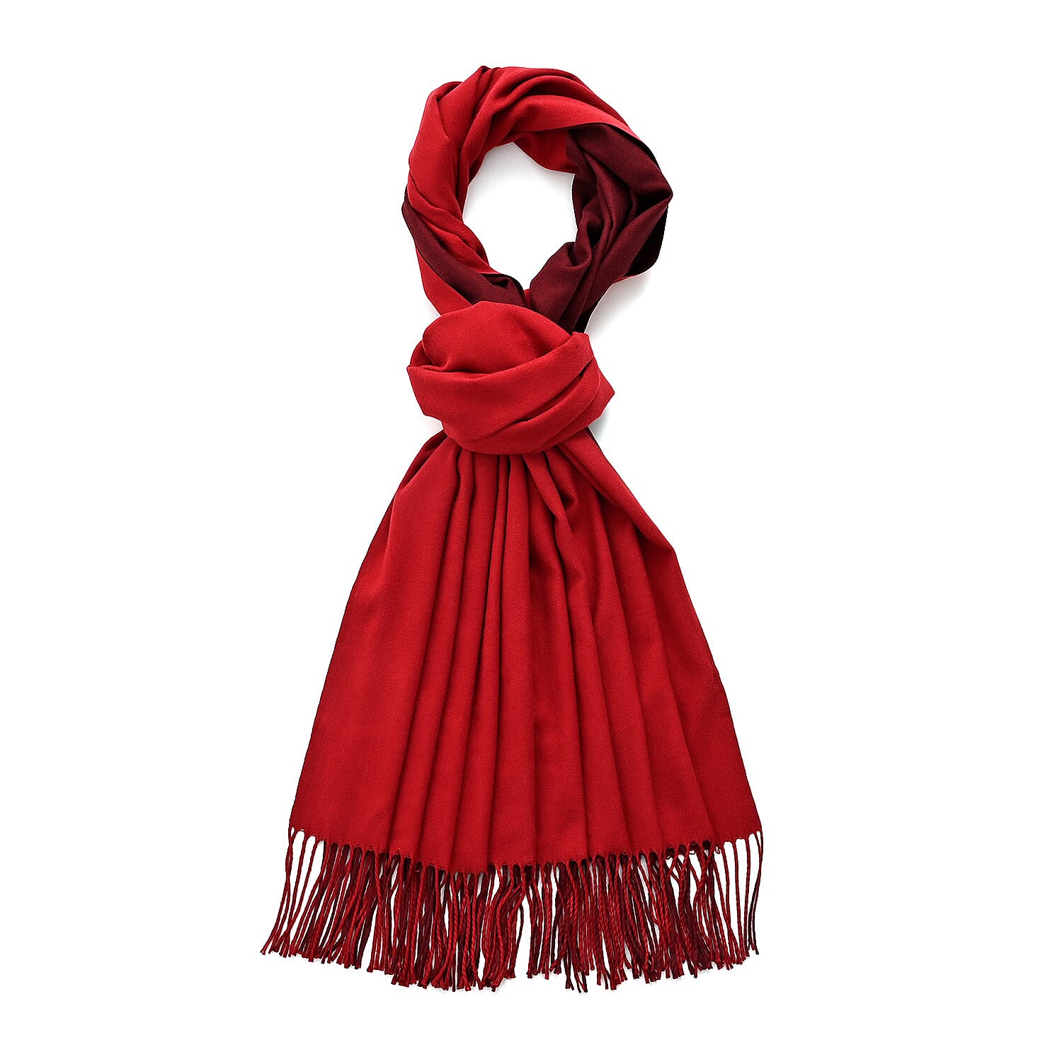 LA MAREY Croc-Embossed RFID Wallet & Fringed Scarf (180 x 70cm) - Burgundy
