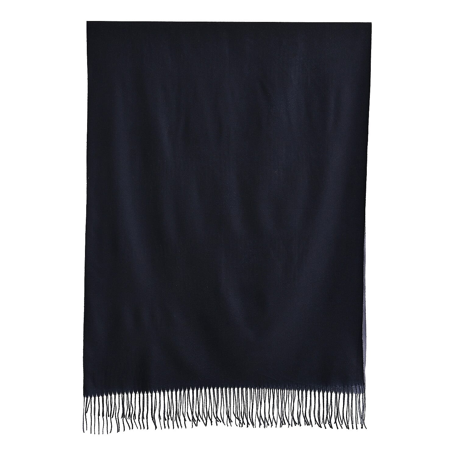 LA MAREY Croc-Embossed RFID Wallet & Fringed Scarf (180 x 70cm) -  Navy & Black