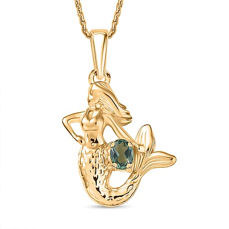 D'Joy Green Apatite Pendant with Chain (Size 20) in 18K Vermeil Yellow Gold Plated Sterling Silver