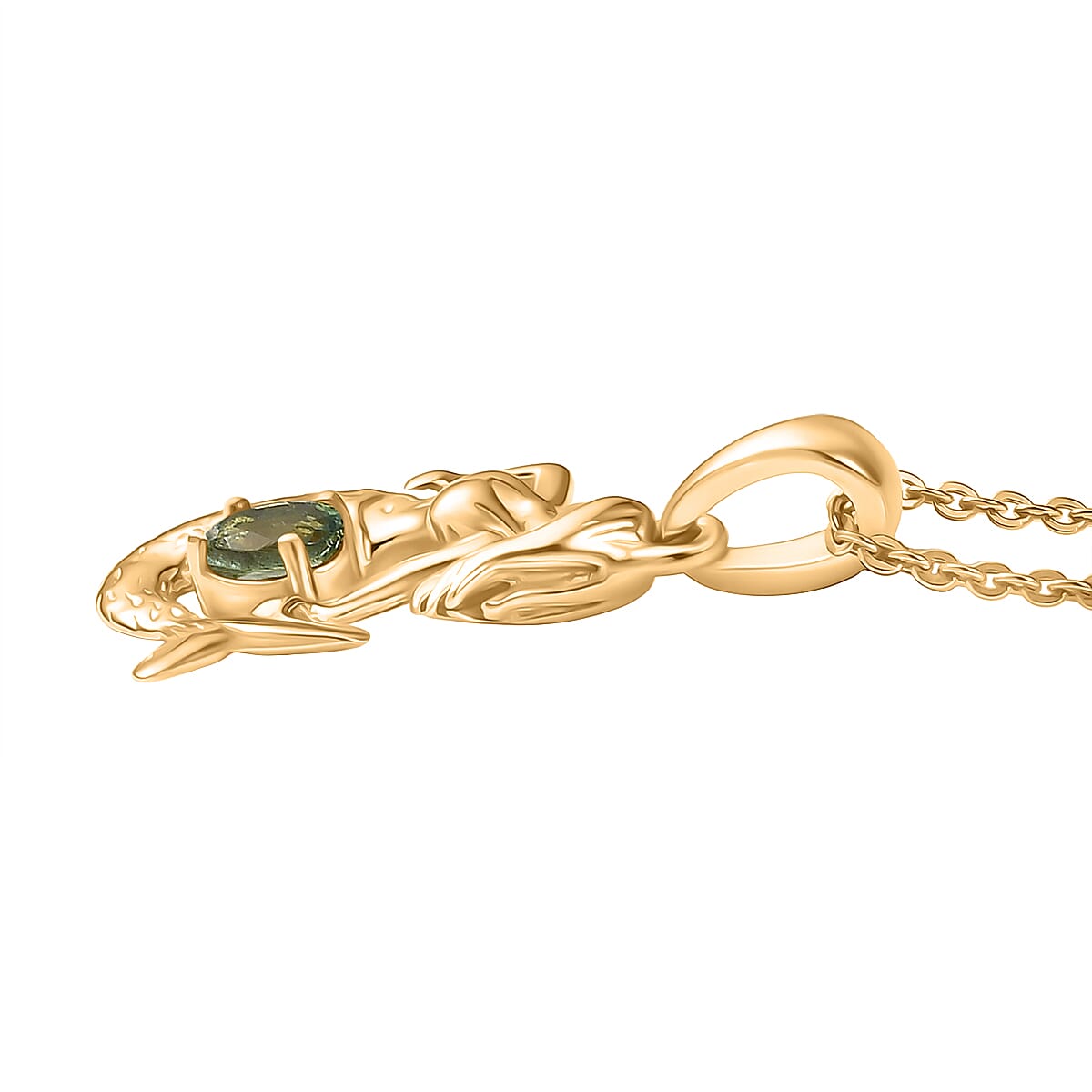 D'Joy Green Apatite Pendant with Chain (Size 20) in 18K Vermeil Yellow Gold Plated Sterling Silver