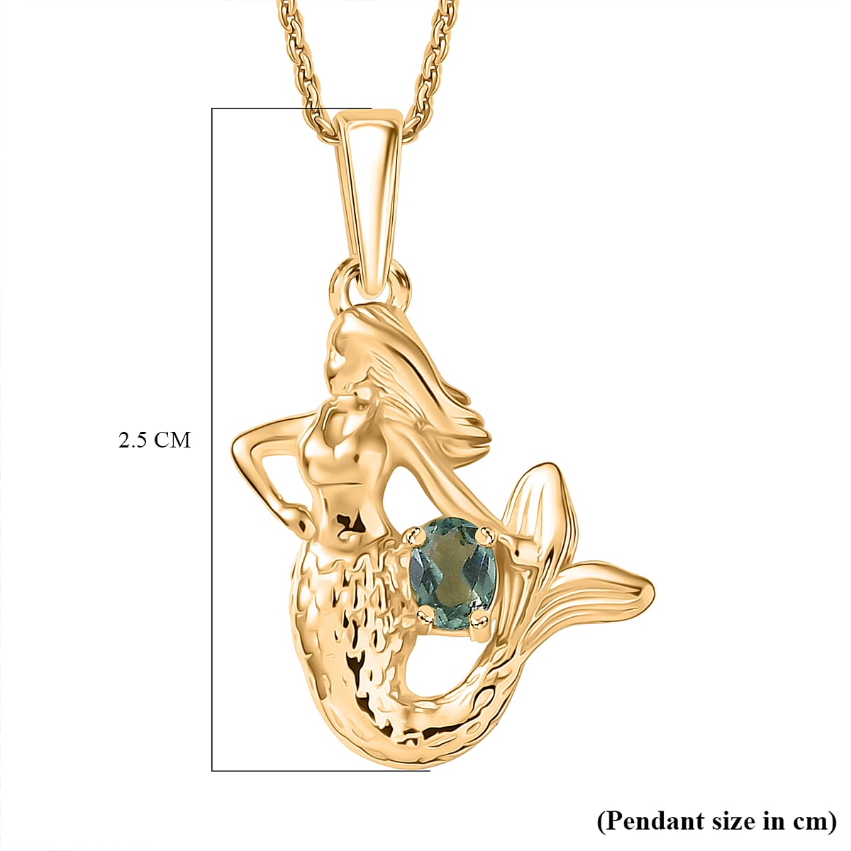 D'Joy Green Apatite Pendant with Chain (Size 20) in 18K Vermeil Yellow Gold Plated Sterling Silver