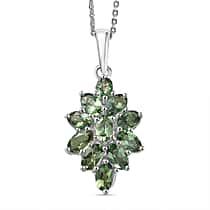 D'Joy Natural Green Apatite Pendant with Chain (Size 20) in Platinum Overlay Sterling Silver 2.82 Ct.