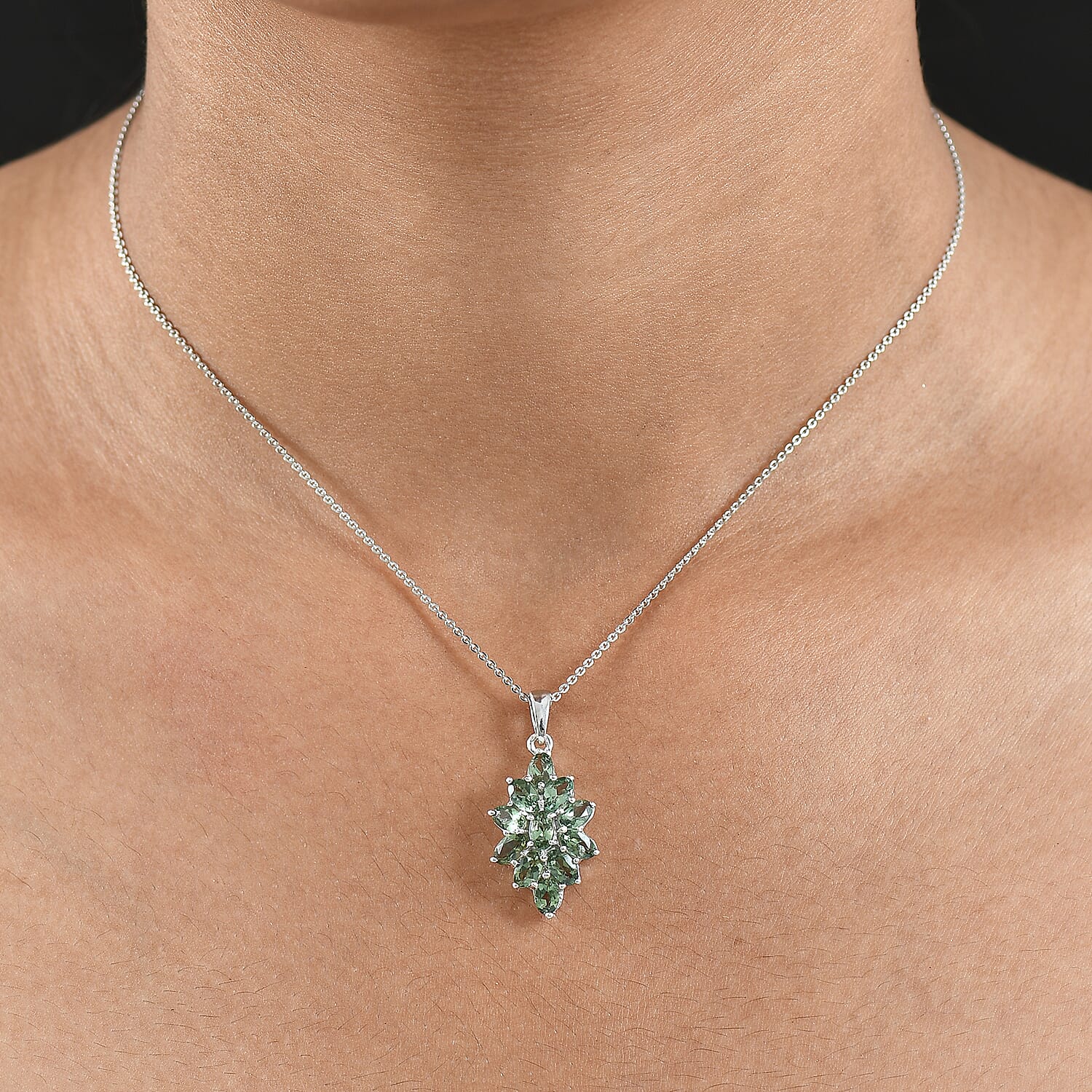D'Joy Green Apatite Pendant with Chain (Size 20) in Platinum Overlay Sterling Silver 2.82 Ct.