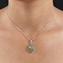 D'Joy Natural Green Apatite Pendant with Chain (Size 20) in Platinum Overlay Sterling Silver 2.82 Ct.