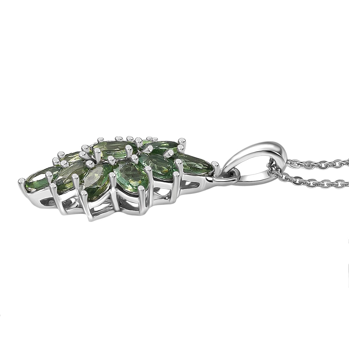 D'Joy Green Apatite Pendant with Chain (Size 20) in Platinum Overlay Sterling Silver 2.82 Ct.