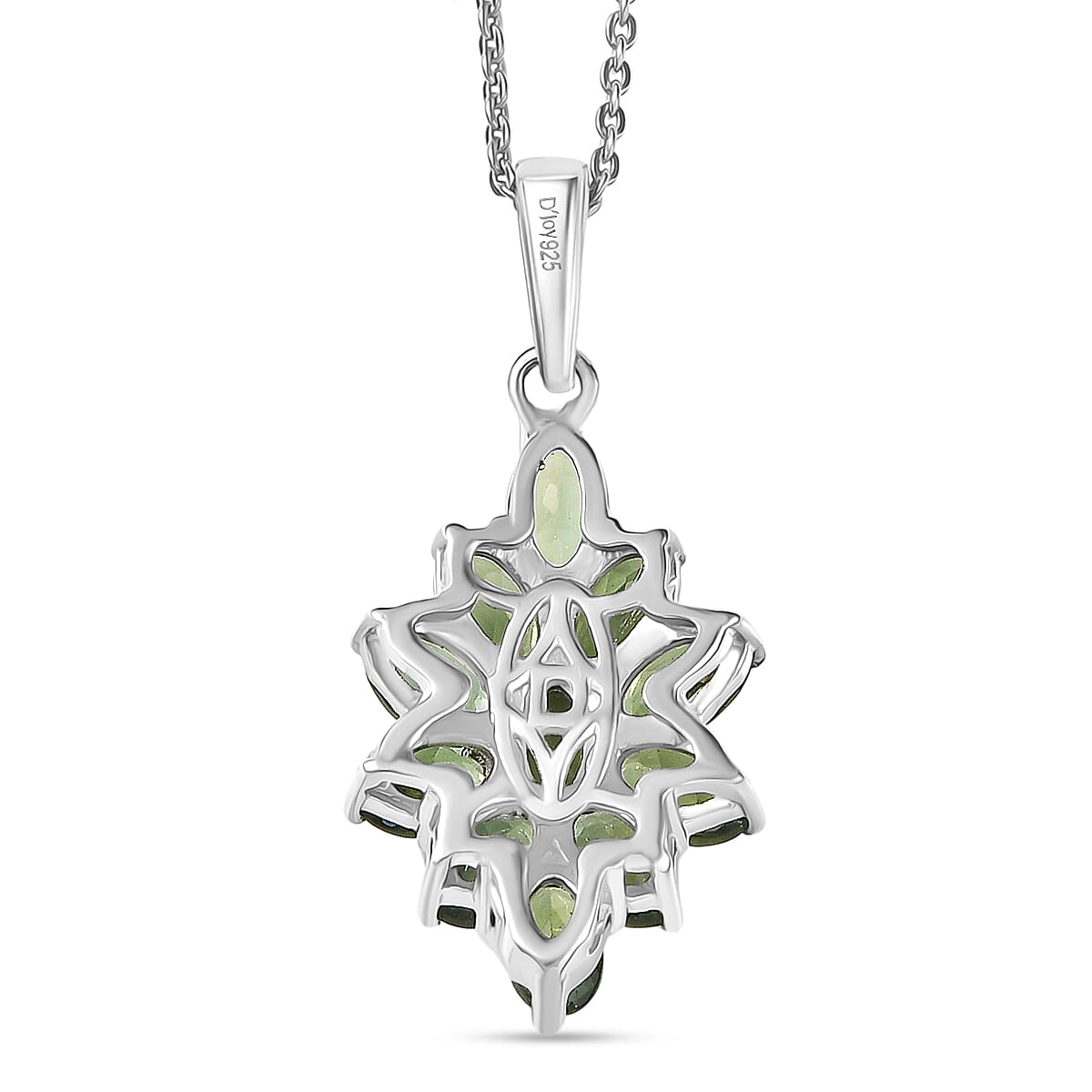 D'Joy Green Apatite Pendant with Chain (Size 20) in Platinum Overlay Sterling Silver 2.82 Ct.