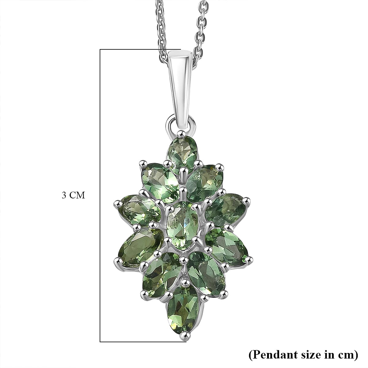 D'Joy Green Apatite Pendant with Chain (Size 20) in Platinum Overlay Sterling Silver 2.82 Ct.
