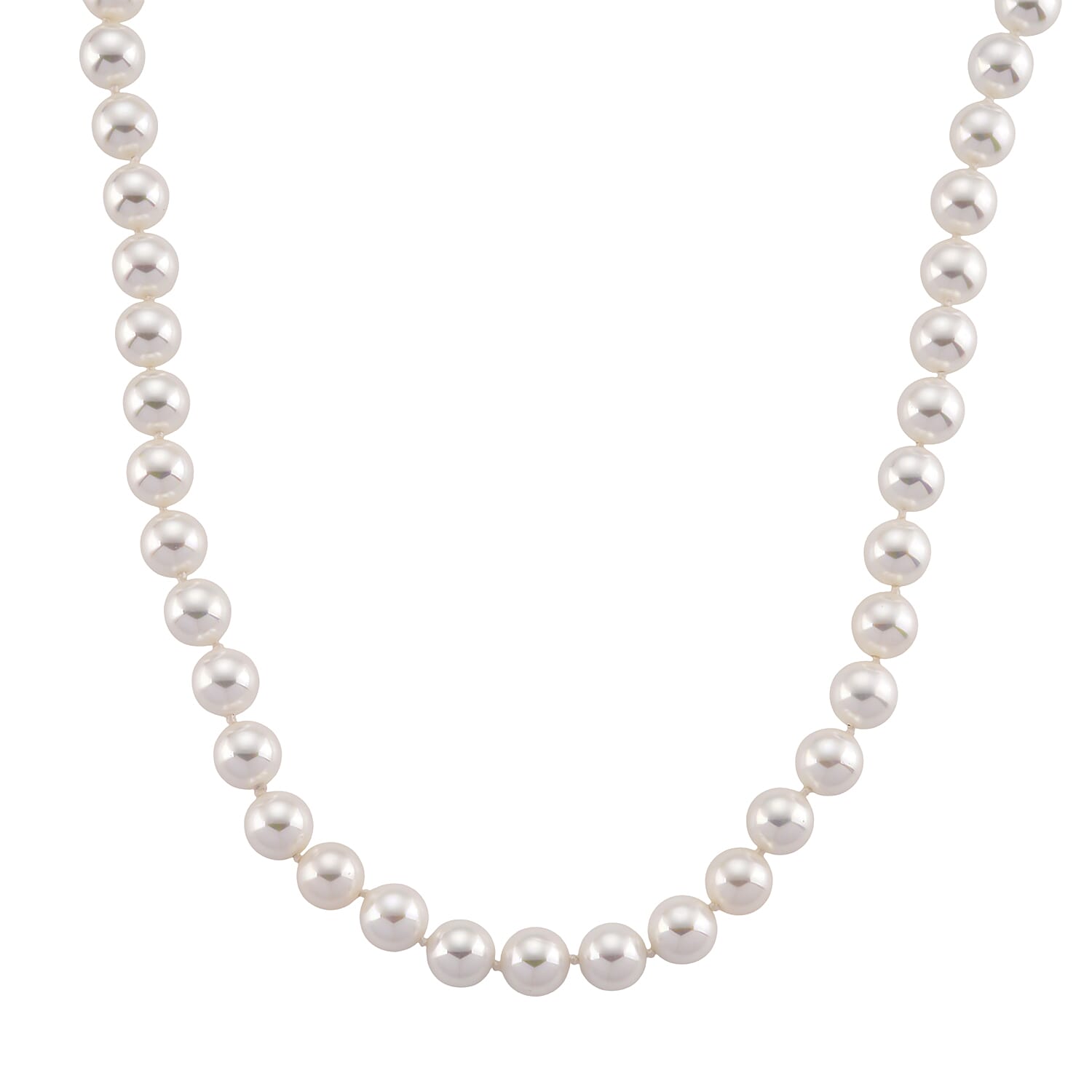 Set of 3 - White Shell Pearl Beads Adjustable Bracelet (Size - 7), T-Bar Clasp Necklace (Size - 20) & Push Back Earring