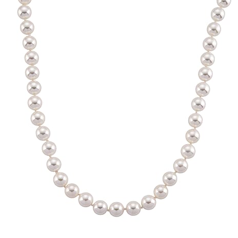 Set of 3 - White Shell Pearl Beads Adjustable Bracelet (Size - 7), T-Bar Clasp Necklace (Size - 20) & Push Back Earring