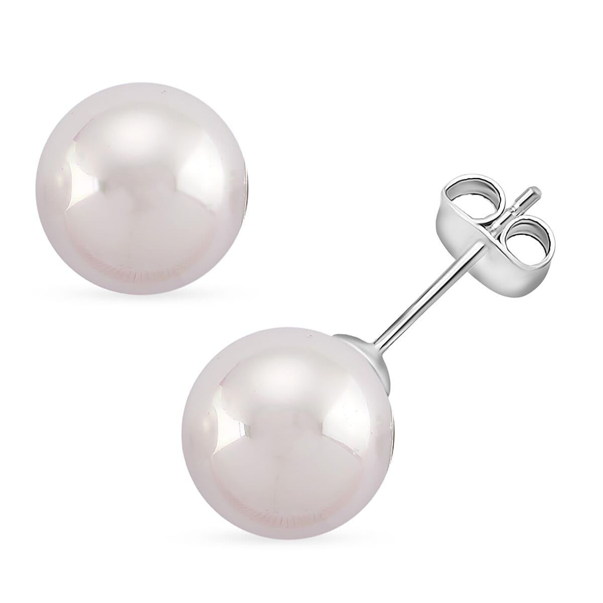 Set of 3 - White Shell Pearl Beads Adjustable Bracelet (Size - 7), T-Bar Clasp Necklace (Size - 20) & Push Back Earring