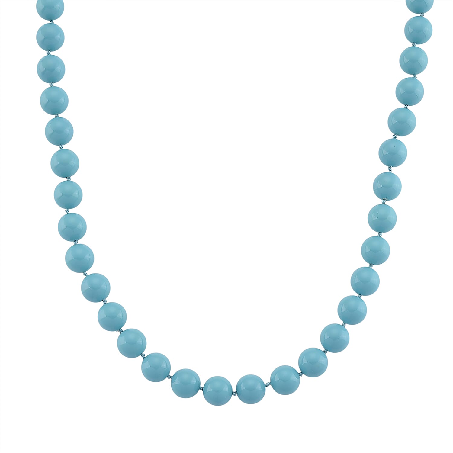 Set of 3 - Sleeping Beauty Color Shell Pearl Beads Stretchable Bracelet (Size - 7), Push Back Earring & T-Bar Clasp Necklace (Size - 20)